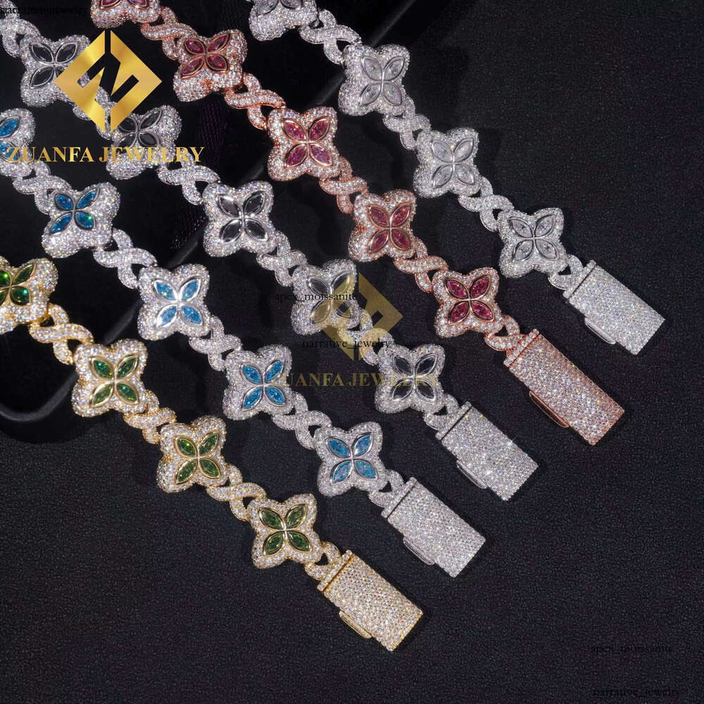 Fine Jewelry Luxury Flower New Fashion Clover Bracelets Sterling Silver 925 Gold Plated Moissanite Cuban Chains 5e lry - view 7