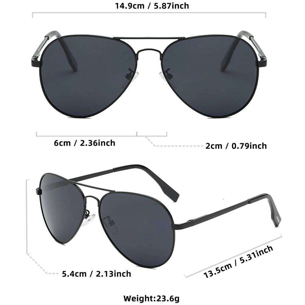 Classic Big Pilot Polarized Sunglasses Men Luxury Metal Black Aviation Sun Glasses Male Fashion Driving Vacation Shades UV400 26W0224