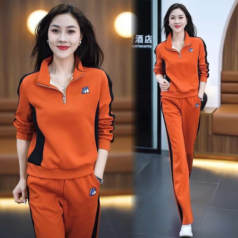 Fashion Sportswear Set with Hoodie Wide Leg Pants Two Piece Women's Clothing Brand Tailored Autumn Collection Sve Zipper