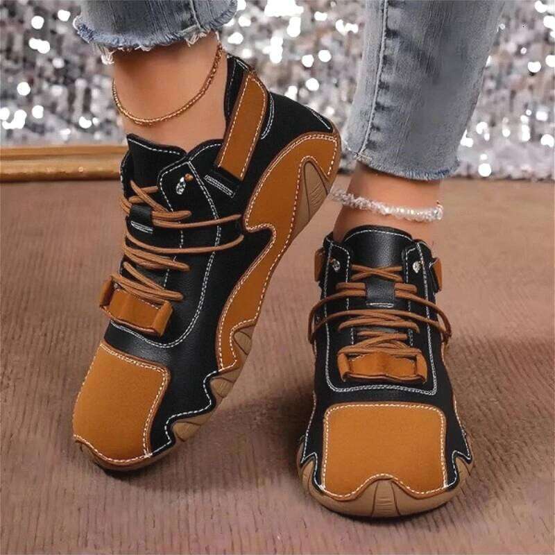 Lace Up High Top Breathable Fashionable Soled Shoes Outdoor Walking Waterproof Multifunctional Women's Bare Boots