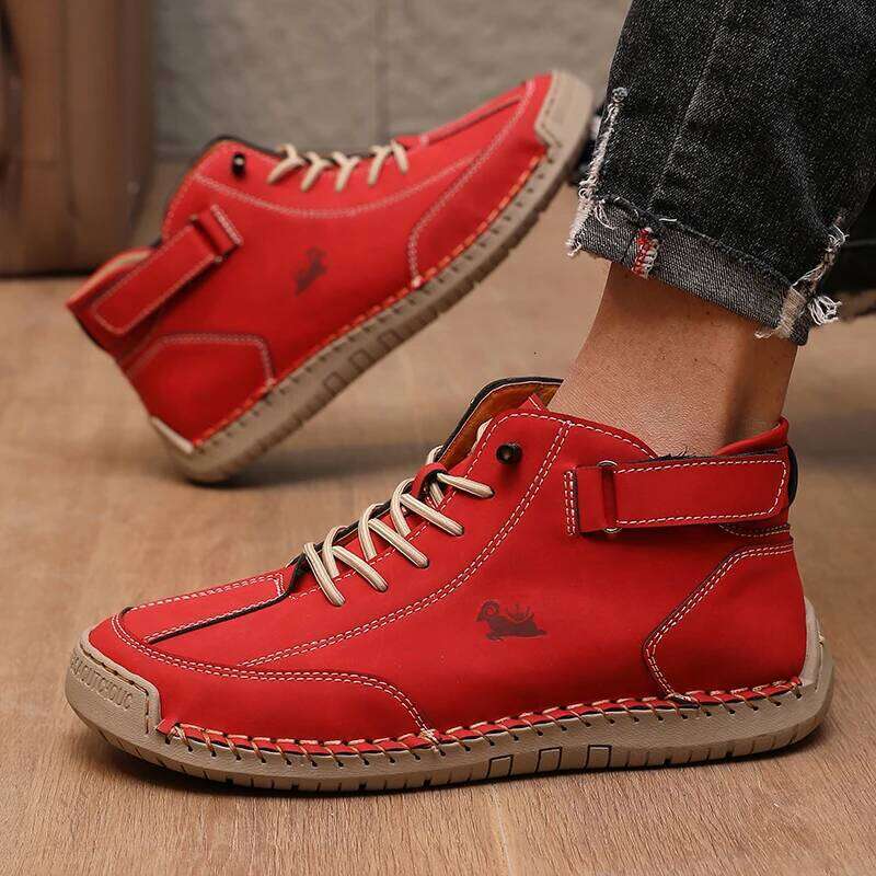 Handmade Leather Men Shoe Mid Top for Summer British Style Retro Anti Slip Moccasins Fashionable Luxurious Design Couple Loafers