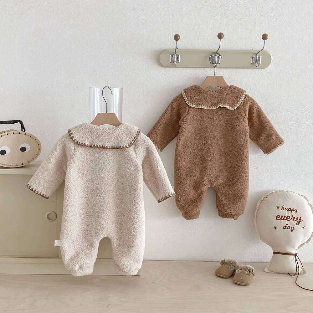 Autumn Winter Baby Romper Double-sided Fleece Infant Girls Warm Jumpsuits Toddler Outfits 26H0224
