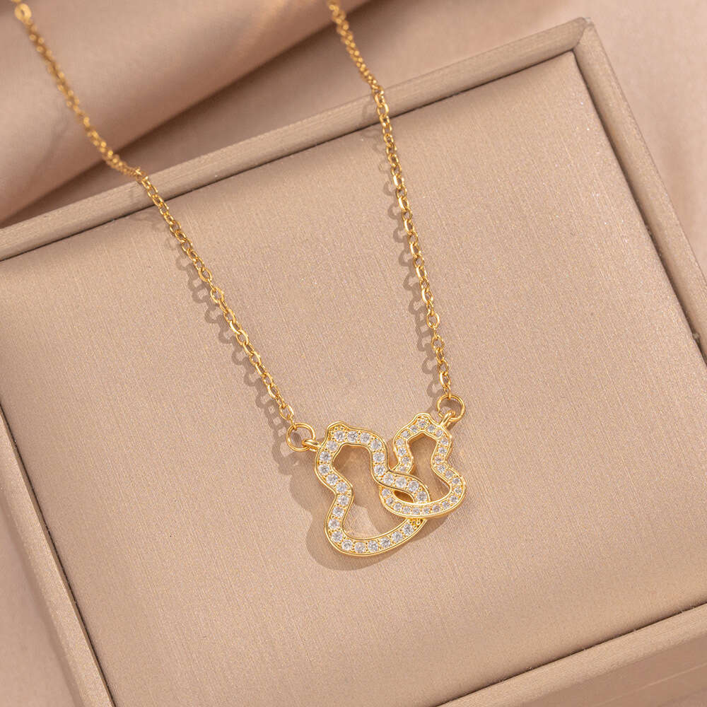 Double-Ring Necklace Fashionable Light Luxury High-End Pendant Slimming Gourd Necklace For Women