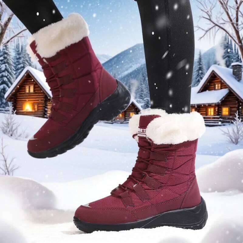 Snow Non-slip Quality Comfortable Keep Warm Platform 2025 Women Wedges Waterproof PlushThigh High Boots