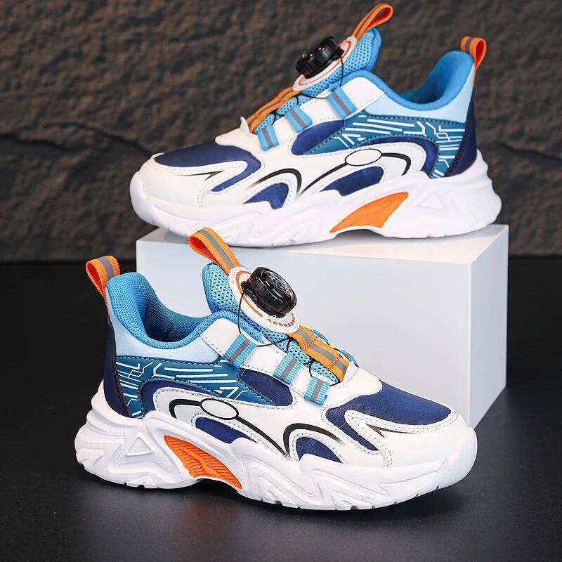 Design Children Size 28-39 Fashion Autumn New Kids Daily Walking Tennis Shoes Sports PU Leather Boy Sneaker 26W0224