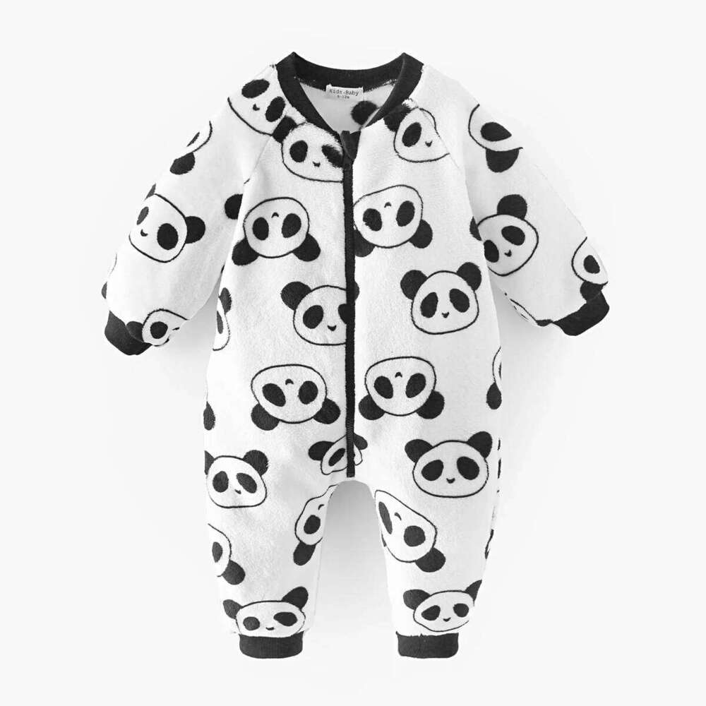 Warm Cute Panda Winter Baby Rompers Long Sleeve Infants Little Kids Jumpsuits Clothing Zipper 26H0224