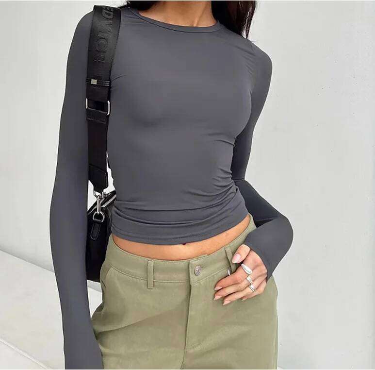 Women Casual Long Sleeve T-Shirts Spring Autumn Solid Slim Fit Pullovers Shirts Female Streetwear Base Tees Tops 26Y0224
