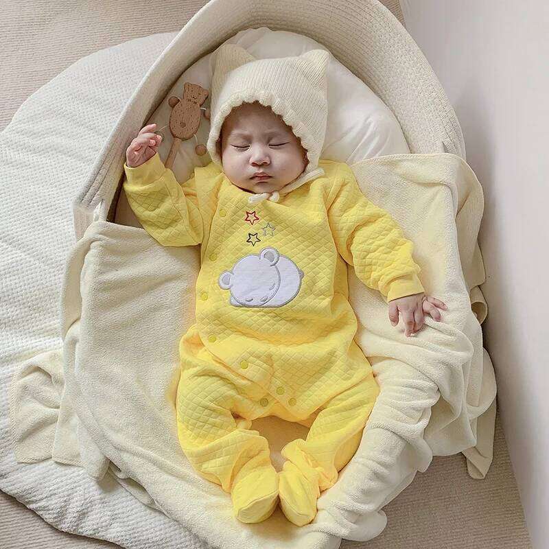 Baby cotton rompers clothes long sleeve Unisex pyjamas newborn baby girl boy footed overalls jumpsuit outfit 26Y0224