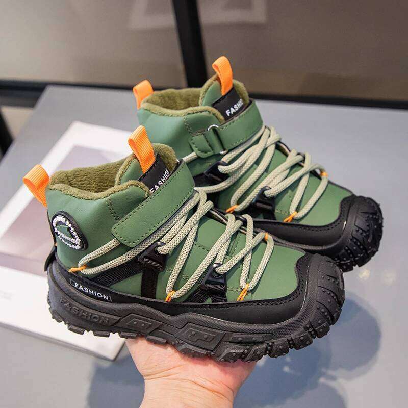 Kids Sneakers Anti-slip Wear-resistant Hiking Children Boys Winter Outdoor Sports Shoes Warm Cotton Snow Boots for Kid 26W0224