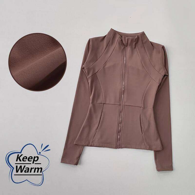 Women's Sports velvet Yoga Slim-fit Long-sleeved Keep Warm Running Sport Coat Pilates Fitness Top Workout 26Y0224