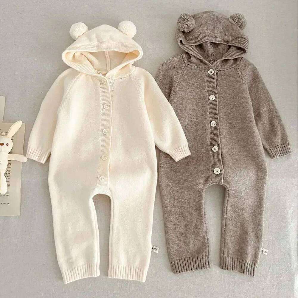 7623 Baby Jumpsuit Autumn Cute Little Bear Ears Boy's Knitted Climbing Clothes 26H0224