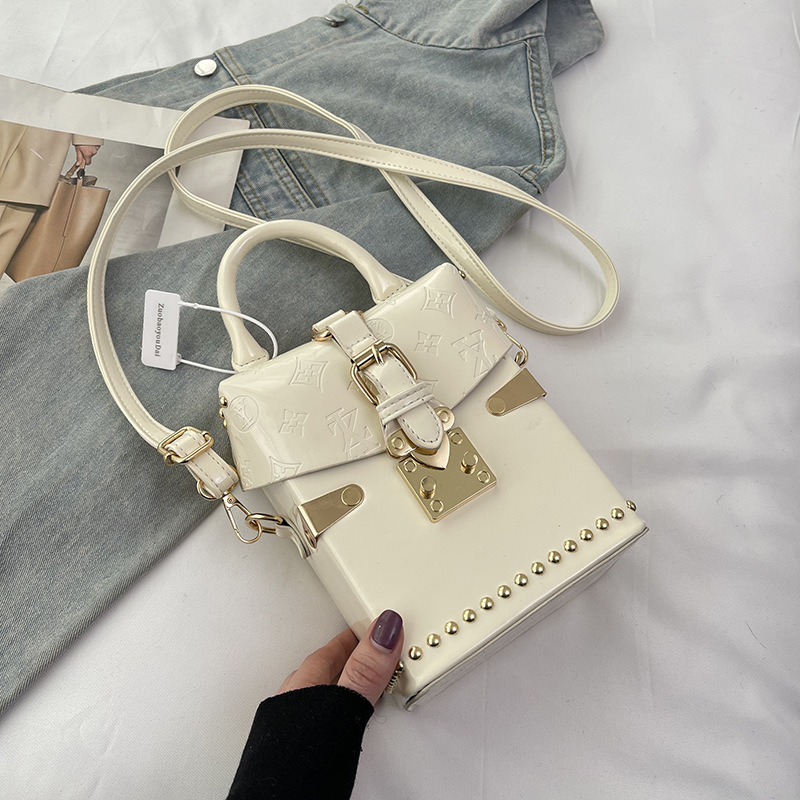 High-end Women's 2026 New Painted Leather Luxury Vertical Box Phone Bag, Versatile Fashion Crossbody Shoulder Bag