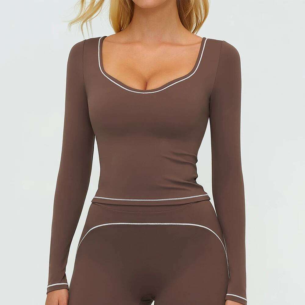 Shirts Women's Yoga Fitness Long Sleeve Running Gym Clothes Workout Dry Fit Breathable High Elastic Sports Top 26Y0224