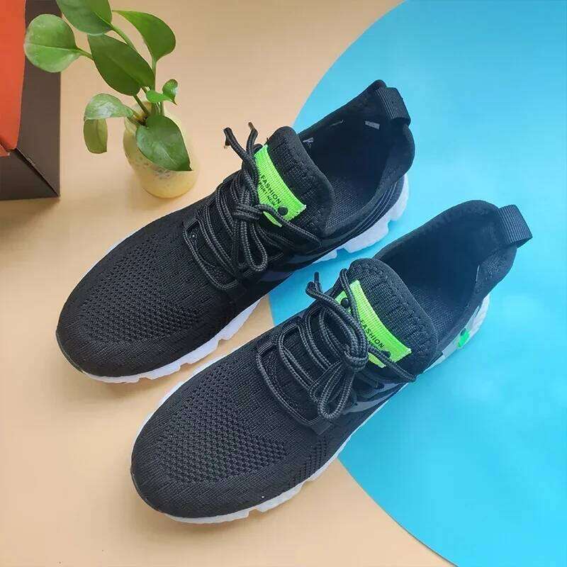 Men's Knitted Mesh Breathable Comfortable Ultra Light Running Anti Slip Fashionable Outdoor Walking Training Jogging Shoes