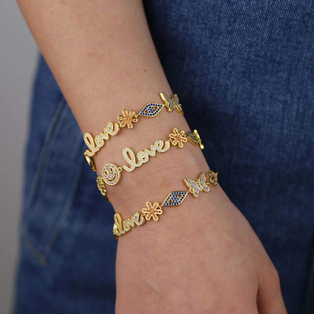 Women Fashion jewelry Micro pave colorful cz lucky charm link chain cute animal eye statement necklace 260206