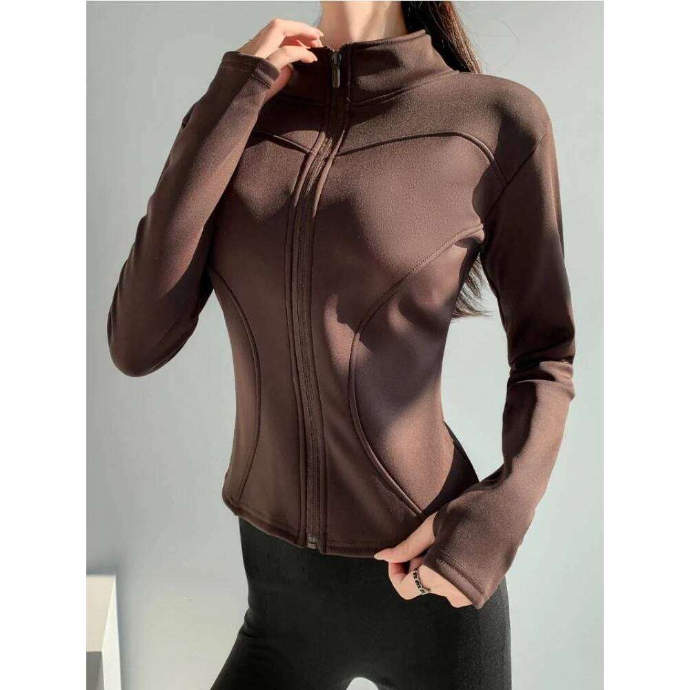 slim fit long sleeves full-zipper fleece warm winter thick coat outer wear women gym fitness yoga tops 26Y0224