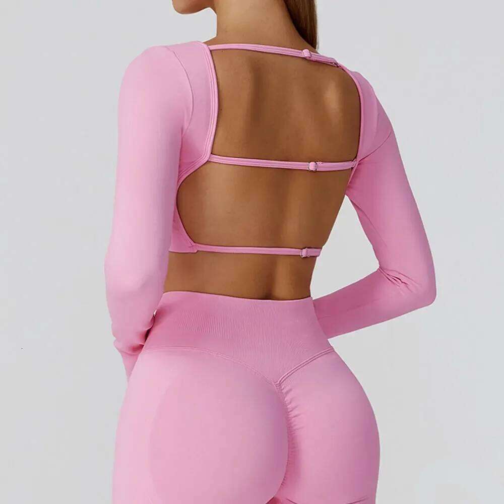 Seamless Casual Quick Dry Sportswear Square Neck Gym Women Fitness Sports Crop Top Female Long Sleeve Yoga Clothing 26Y0224