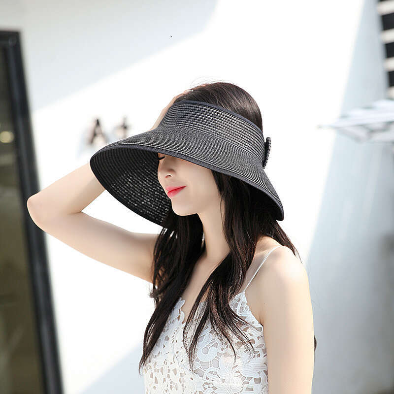 Roll-Up Wide Brim Visor Cap Female Fashion Topless sun hat Accessory for Summer Outdoor Activities