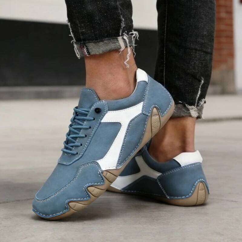 New Men's Flat Casual Handmade PU Leather Comfortable Loafers Outdoor Retro Anti Slip Workwear Shoes Men Zapatillas Hombre