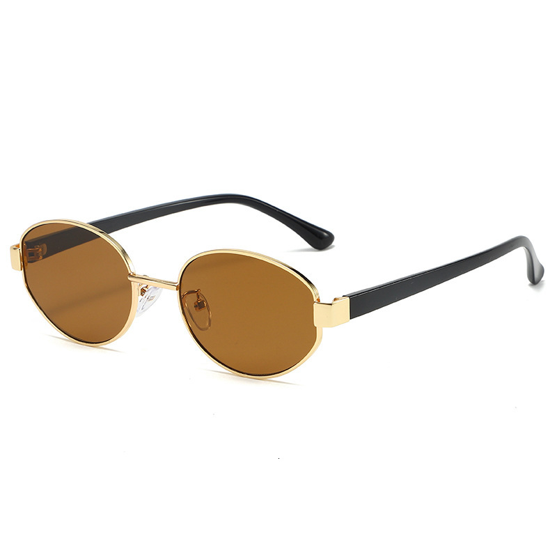 New Style Sunglasses For Women, Metal Oval Frame, Vintage Sunglasses, High-End Fashion, Stylish Wear, Decorative Glasses