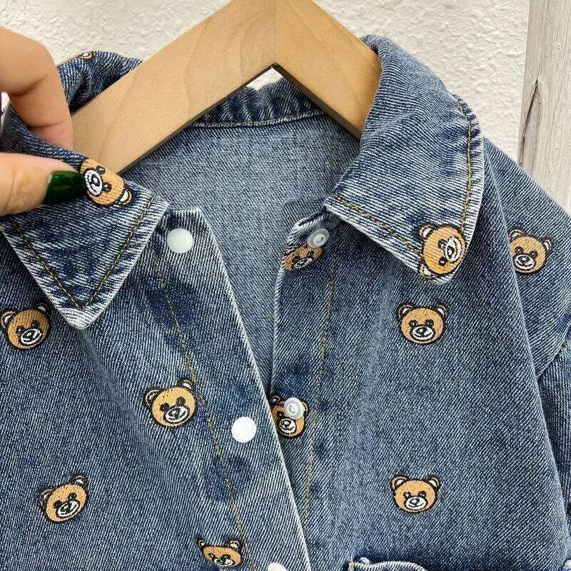 Girl Romper Autumn Newborn Kids Baby Boys Rompers Denim Bodysuit Jeans Bear Playsuit Outfits Clothes 0-24 Months FY06042 26H0224