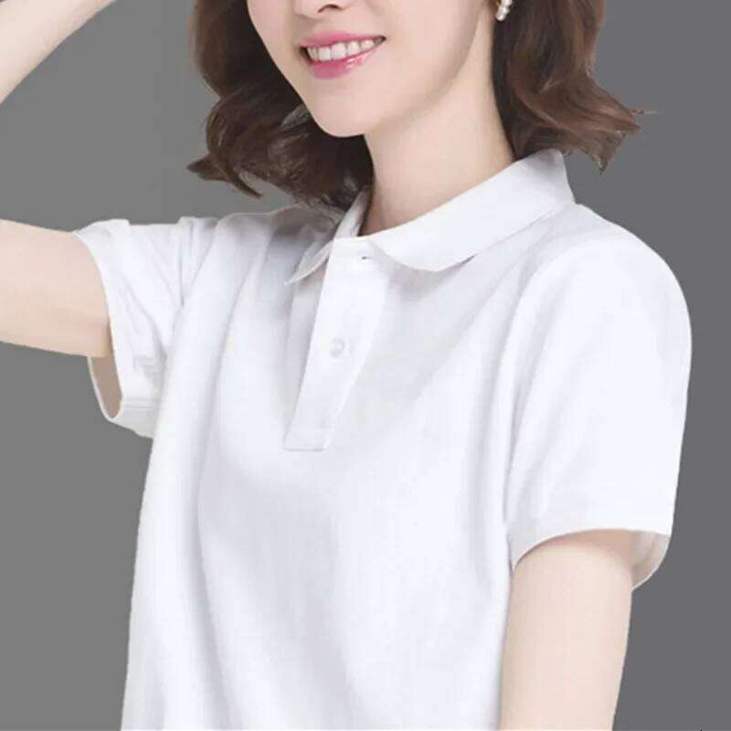Summer New Women's Short sleeved T-shirt Cool and Breathable POLO Shirt Business Casual Sweat-absorbing Top S-3XL 26W0224