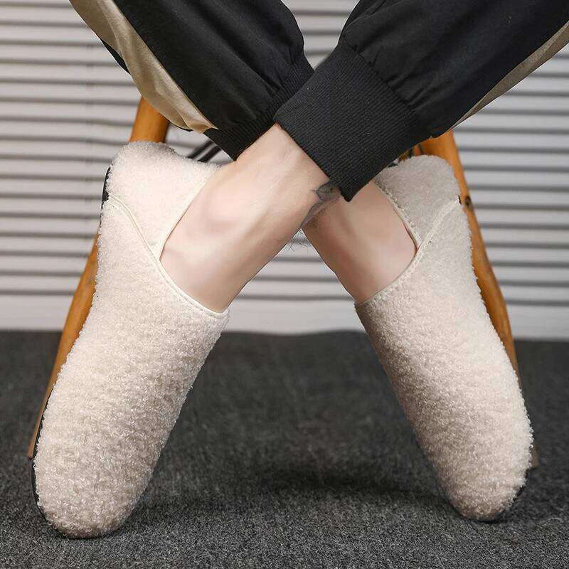 Men Winter Slippers Women Warm Soft Plush Flats Casual Male Loafers Lightweight Home Walking Couples Shoes Footwear