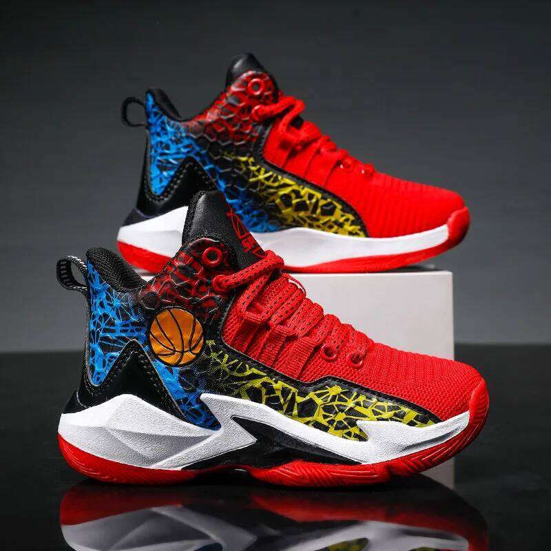 High Top Basketball for Kids Sneakers Boys Thick Sole Non-slip Children Sports Child Boy Basket Trainer Shoes 26W0224