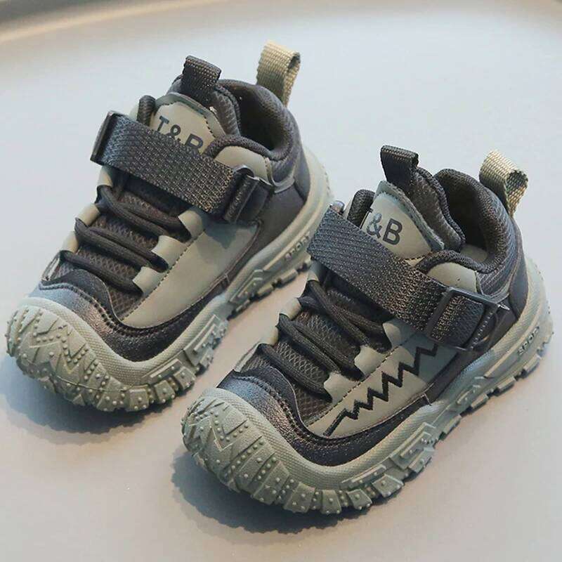 PU Leather Sport For Children Waterproof Hiking Tactical Kid's Sneakers Anti-slippery Boy's Girl's Running Shoes 26W0224