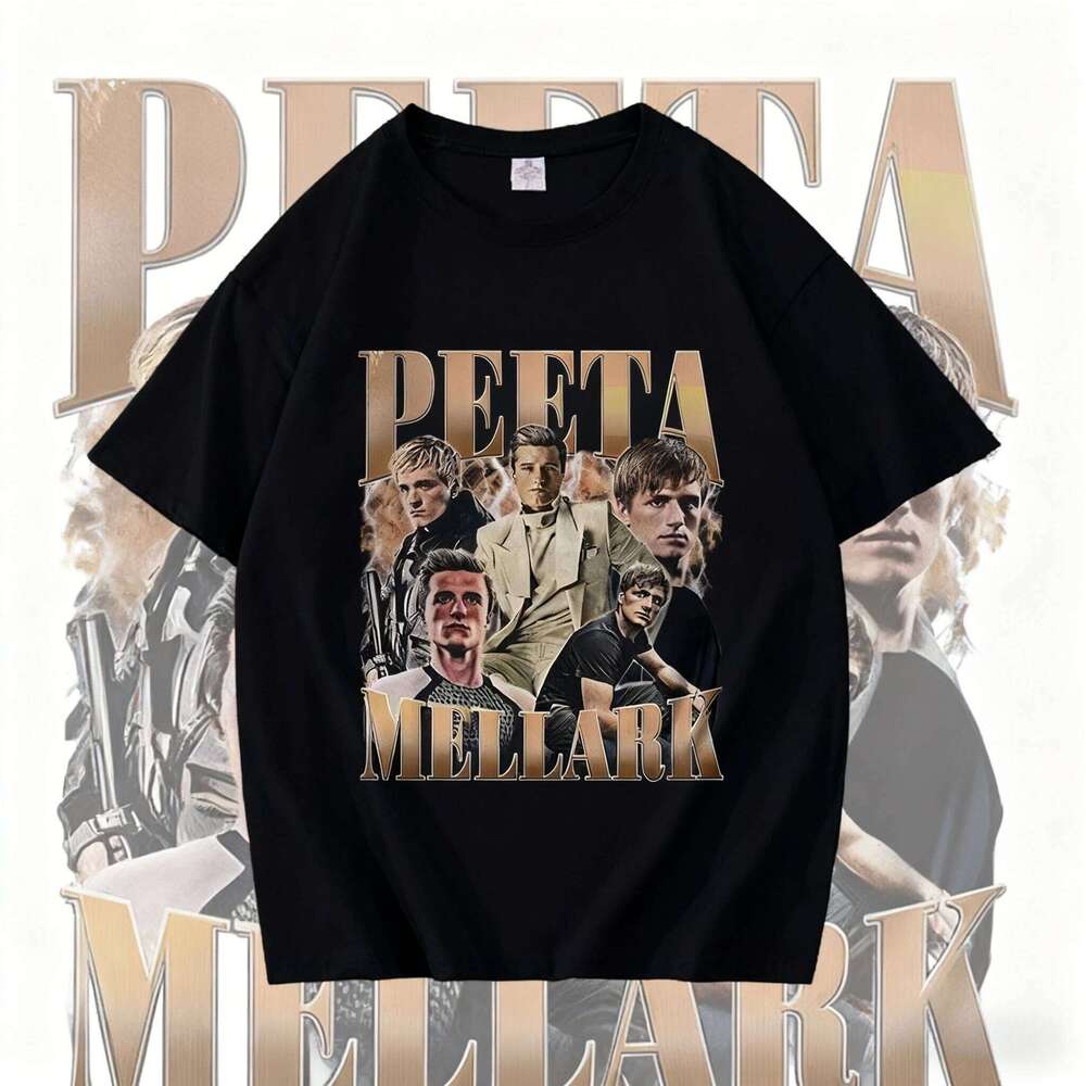 2025 Summer 90s Peeta Mellark Vintage Graphic Josh Hutcherson Print Breathable Short Sleeve100% Pure Cotton Printed T-shirt Y2k H260224