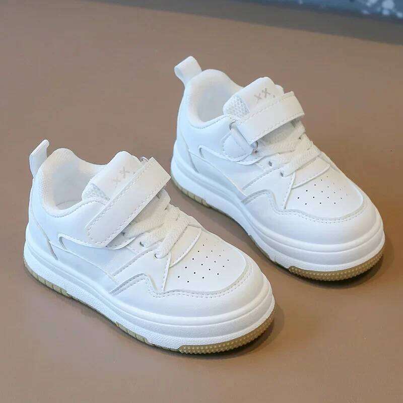 Children's White Spring and Autumn Kid's Sports Shoe Anti slip Lightweight Boys Board Soft Sole Baby Casual Shoes 26W0224