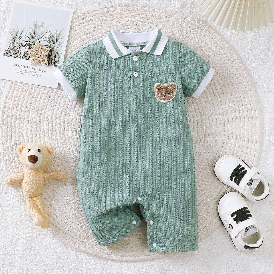 0-18 Months old Newborn boy Cute Little Bear Short sleeved Jumpsuit Baby clothing Boy baby Summer Crawling Suit 26Y0224