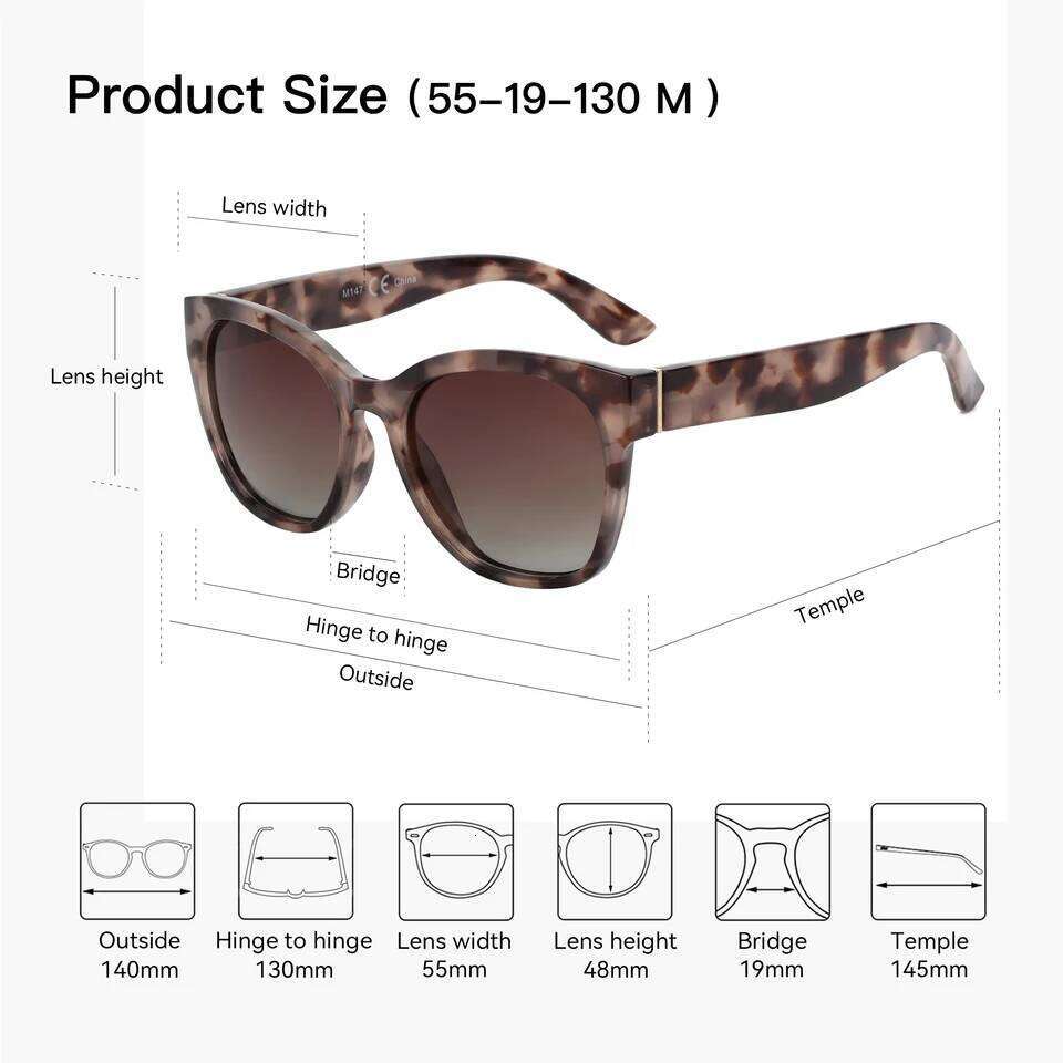 ZENOTTIC Fashion Cateye Polarized Sunglasses for Women - Oversized Sun Glasses UV400 Protection Retro Shades Designer Style 26W0224