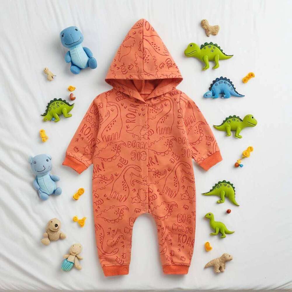 Sanlutoz Fashion Winter Long Sleeve Baby Boys Hooded Rompers Printing Cotton Toddler Casual Jumpsuits 26H0224