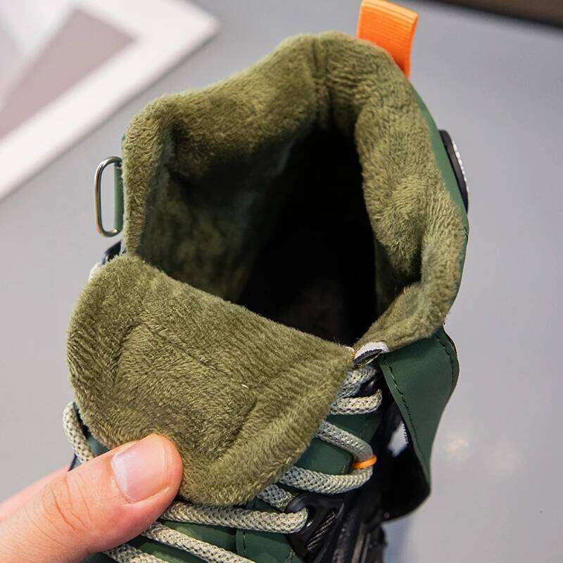 Kids Sneakers Anti-slip Wear-resistant Hiking Children Boys Winter Outdoor Sports Shoes Warm Cotton Snow Boots for Kid 26W0224