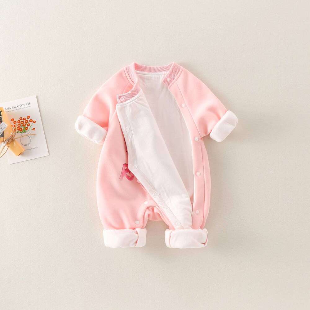 Girls Spring Comfortable Onesie with Cotton Lining And Flower Butterfly Knot Design Baby Clothes for Infants 26H0224
