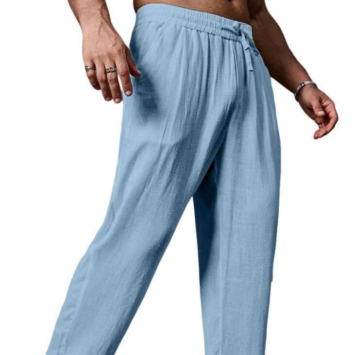 New European and American cross-border Amazon summer breathable cotton-linen men's loose casual sports straight-leg pants