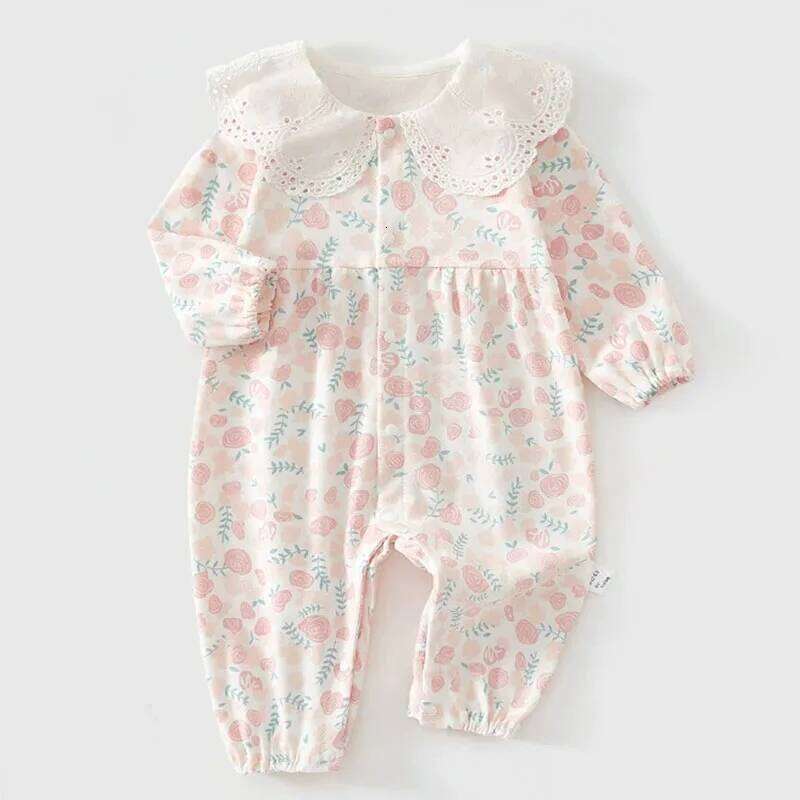 Spring Autumn Infant Girl Clothes Korean Fashion Cute Print Cotton Long Sleeve Jumpsuits Baby Stuff Newborn Items B186 26H0224
