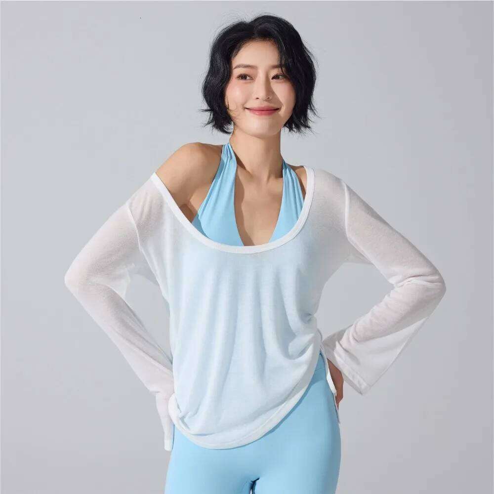 Long Sleeve Yoga Shirt Women - Large Neckline Loose Fit Tunic Top for Pilates, Gym Workouts, Casual Wear & Active Lifestyles 26Y0224