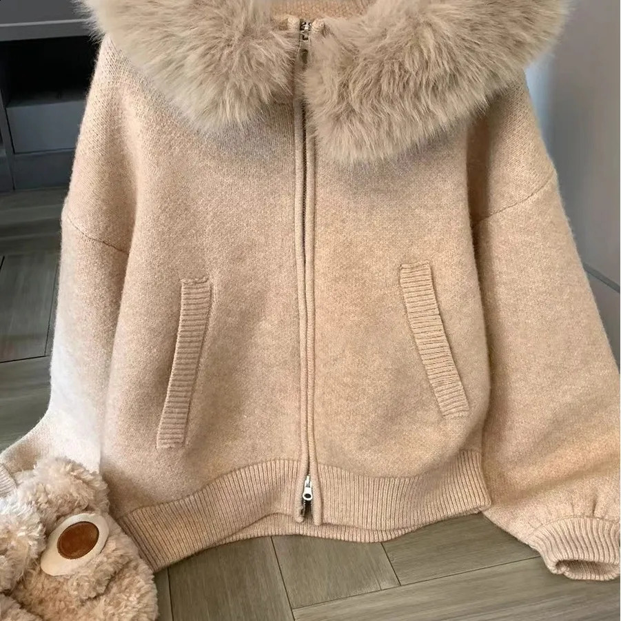 Big Cllar Sweater Cardigan Jacket for Women The Latest Autumn Winter Loose Fit Slimming Knit 260126