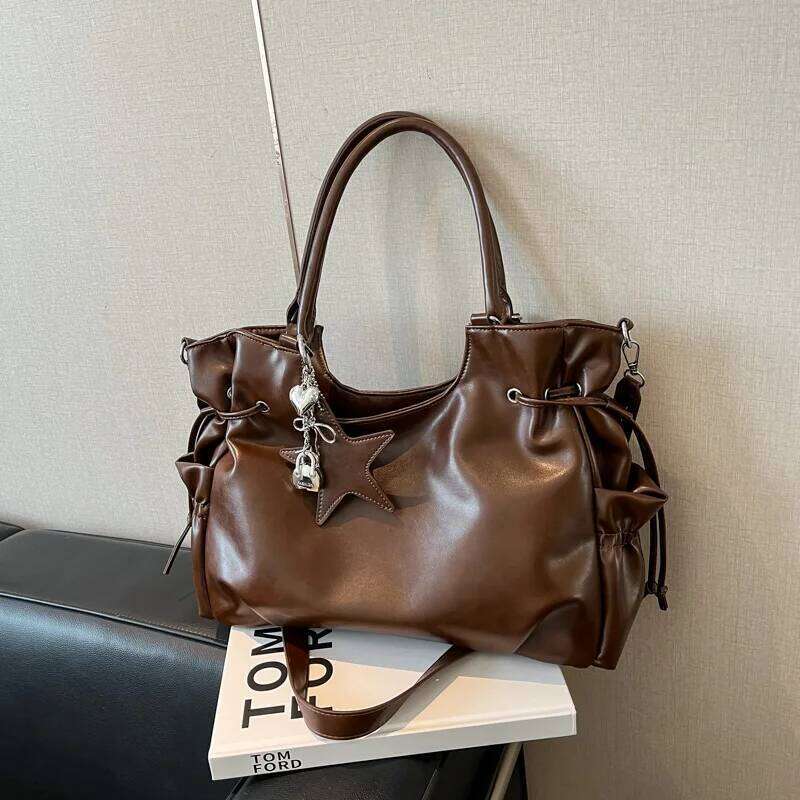 Luxury Women's Tote Bag Autumn Winter Large Capacity Ipad Pouch Briefcase Korean Retro Drawstring Travel Handbags Z260224