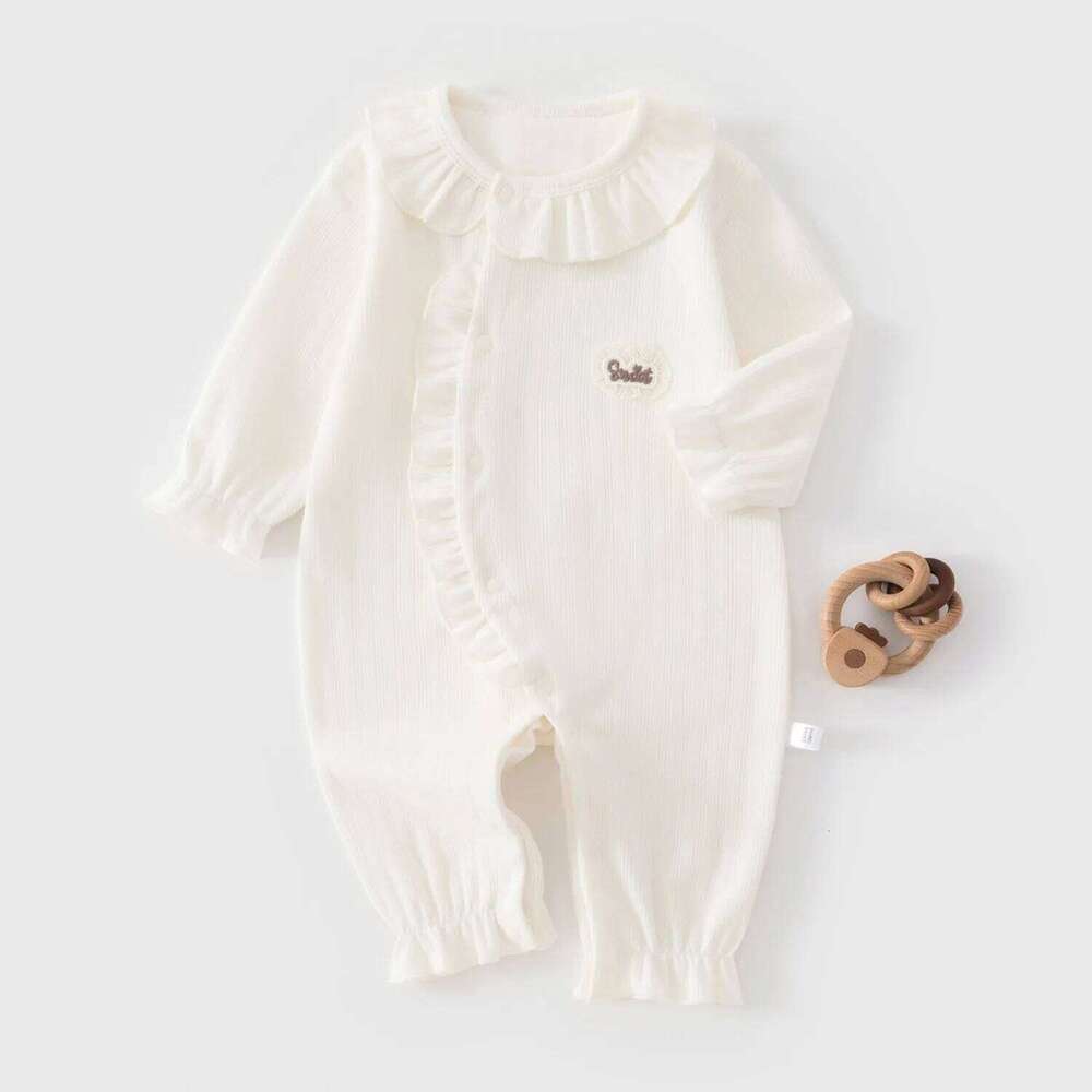AYNIGIELL 2026 Spring New Clothing Pure Cotton Long Sleeve Collar Jumpsuit 0-18 Months Baby Girl Outerwear 26H0224