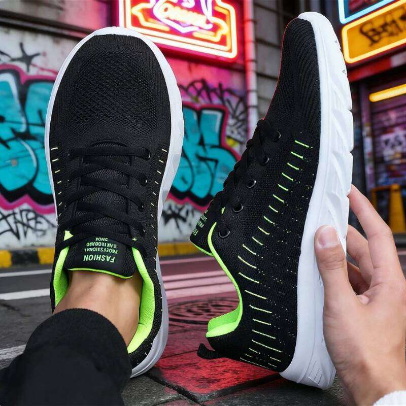 All Black Casual Sneakers Breathable Lightweight Non-Slip Outdoor Shoes Walking Running Trendy Versatile Men's Footwear