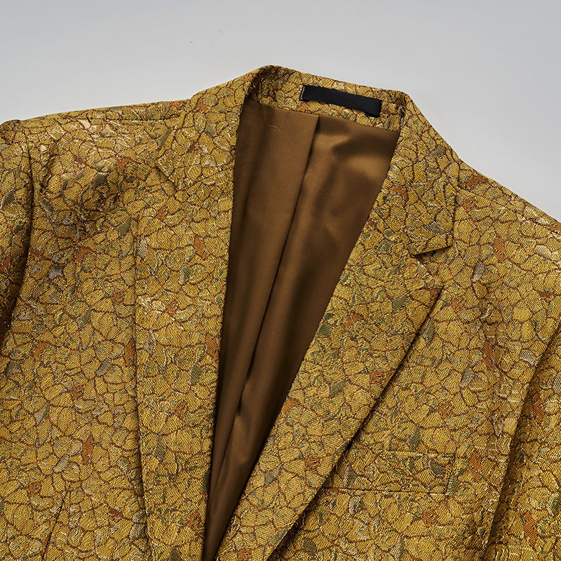 Mens Shiny Gold Sequin Suit Jacket - Single Breasted Slim Fit Blazer for Parties and Performances