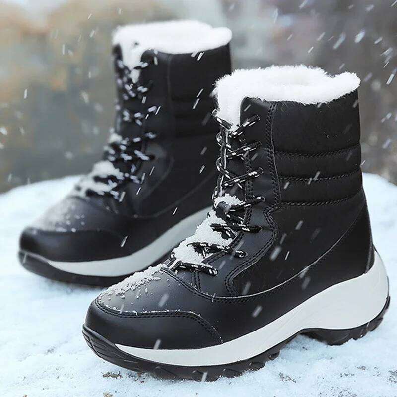 Autumn Winter Women's Ankle Chunky Platform Waterproof Non-slip Shoes Woman Outdoor Warm Snow Boots 2025 New