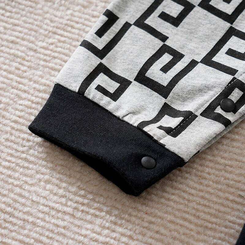 Newborn Baby 0-12 Months grey letter printing Cotton Long Sleeve Footies Toddler Boy Clothes Kids Jumpsuit Pyjama Bebe 26H0224