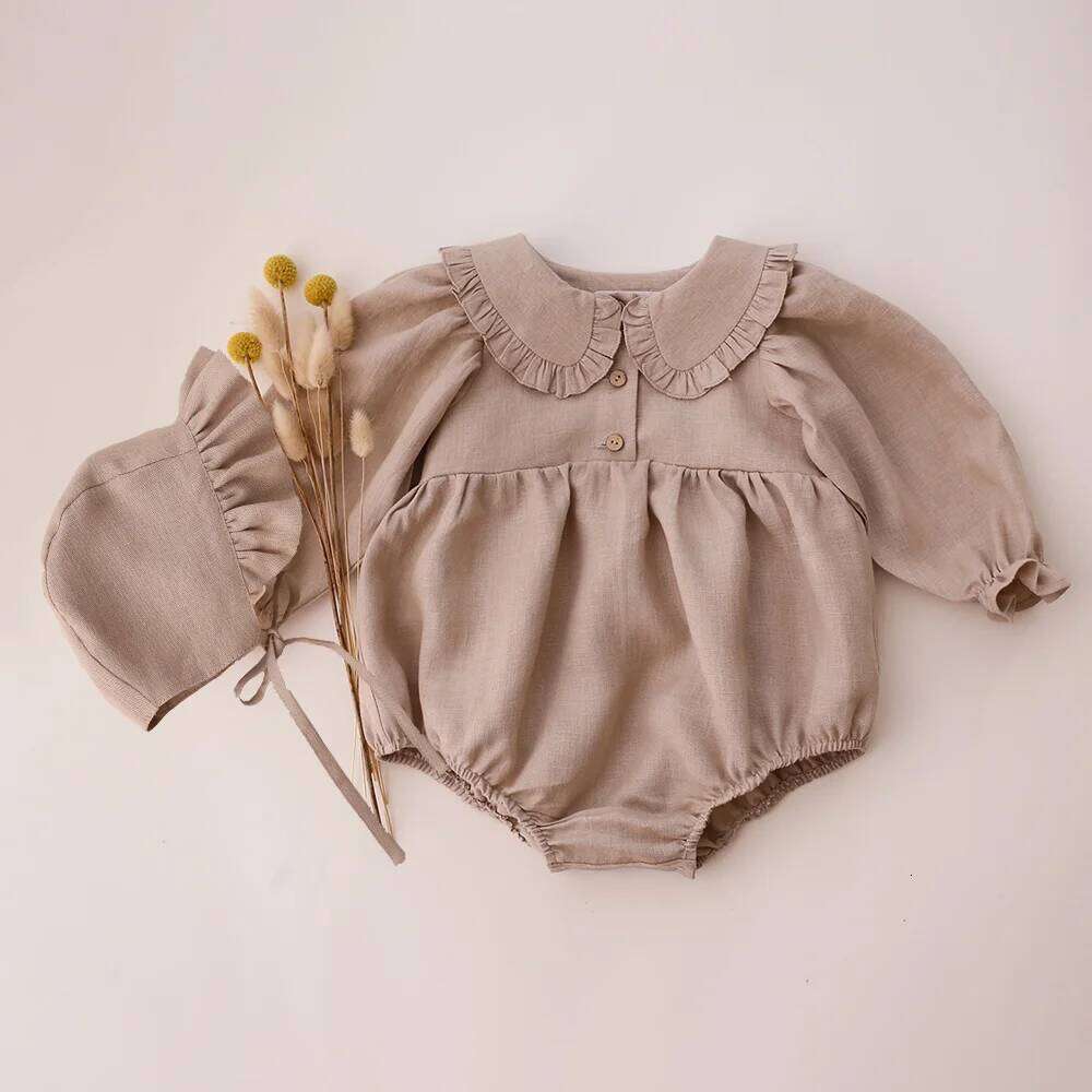 2Pcs Spring Clothes With Hat 0-2Y Infant Romper Toddler Long Sleeve Newborn Baby Girls Jumpsuit 26H0224