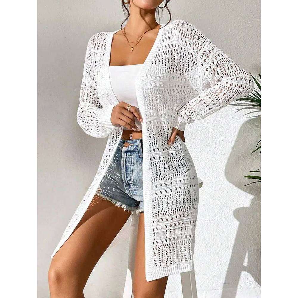 Mardi Hefxessdr Polyester solid color nitted cardian with sun shadin loose fittin fashion mid lenth and eleant sweater