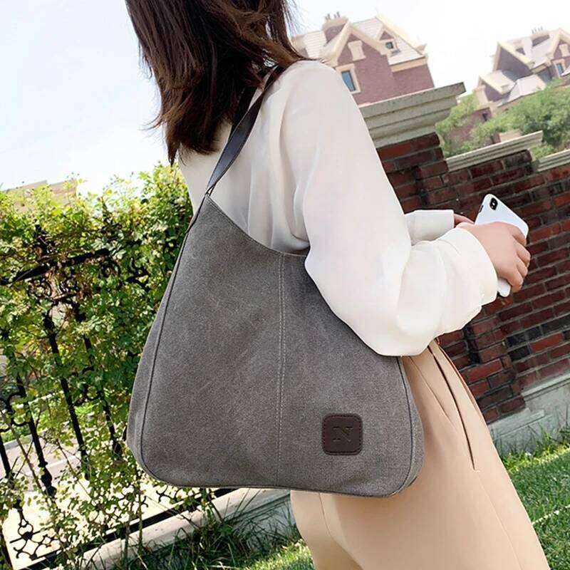 Large Capacity Canvas Shoulder Casual Top-Handle Daily Use Handbag Lady Shopping Totes Travel Bag Purse bolso Z260224