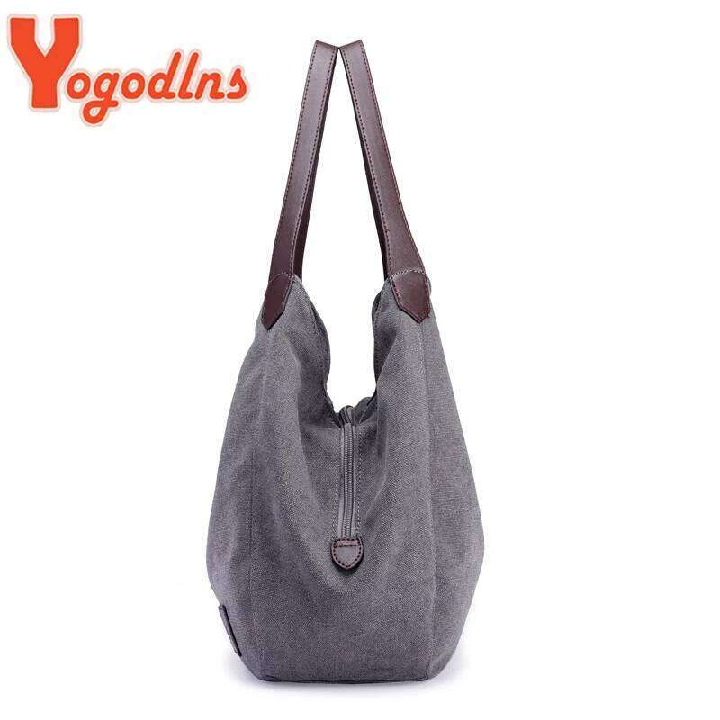 Yogodlns Vintage Canvas Women Large Capacity Shoulder Casual Handle Bag New Fashion Hot Lady Shopping Handbag bolso Z260224